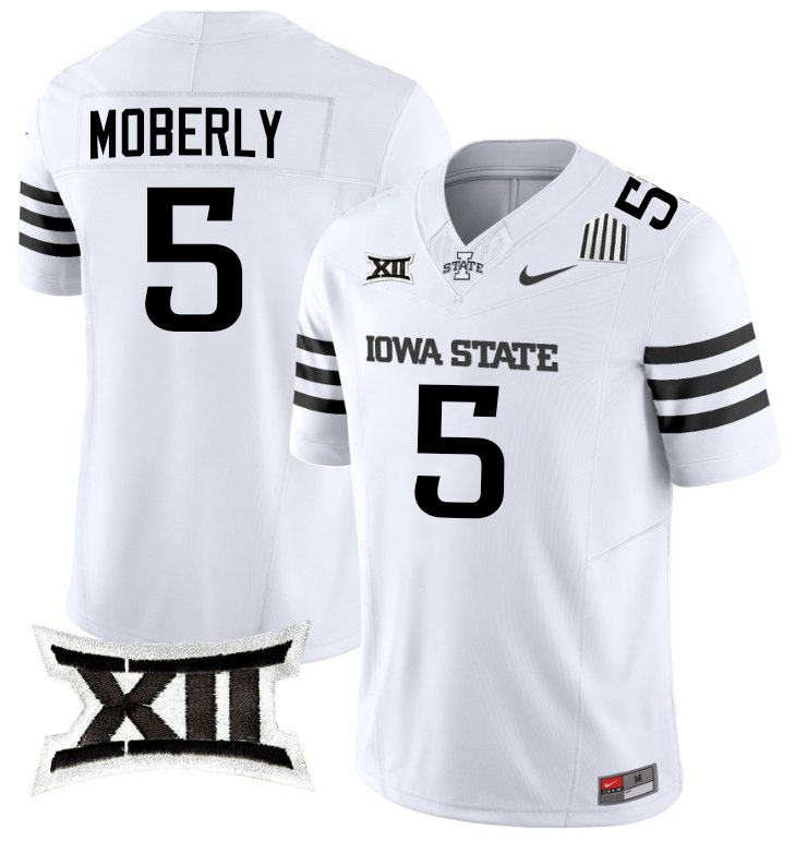 Connor Moberly Jersey,Iowa State Cyclones #5 Connor Moberly College Jersey Youth-2024 White